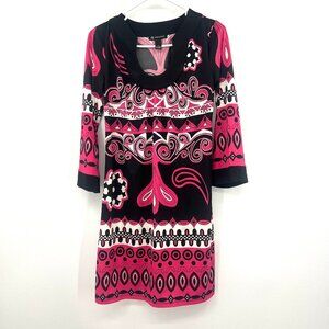 INC International Concepts Black Pink Stretchy Print Dress Women's Small